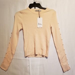 Zara Knit Blush Long Sleeve With Pearl Detail